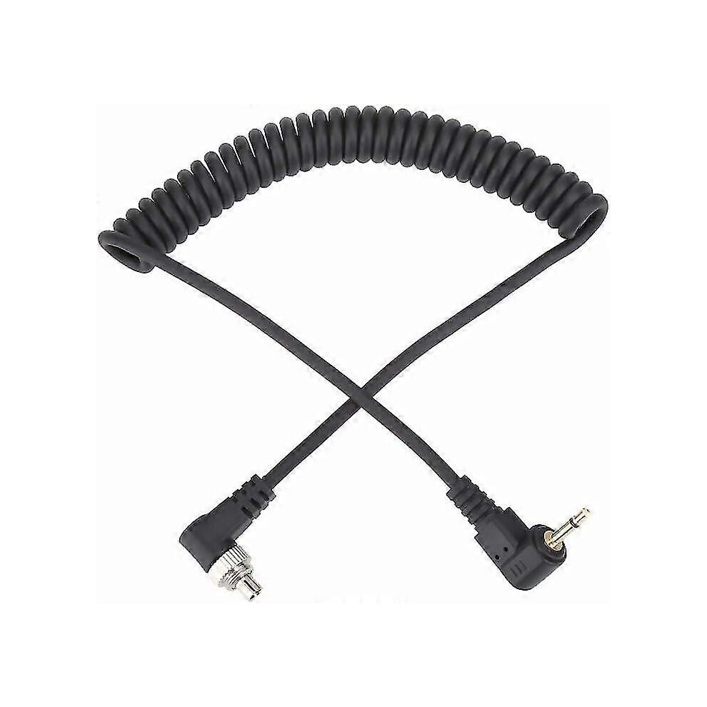 2.5mm To Male Flash Pc Sync Cable Cord with Screw Lock 100cm Extended Coiled Wire for Cameras And Flash Triggers