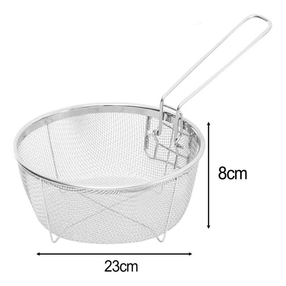 (23*23cm) Stainless Steel Deep Fry Basket Round Wire High Quality With Detachable Handle