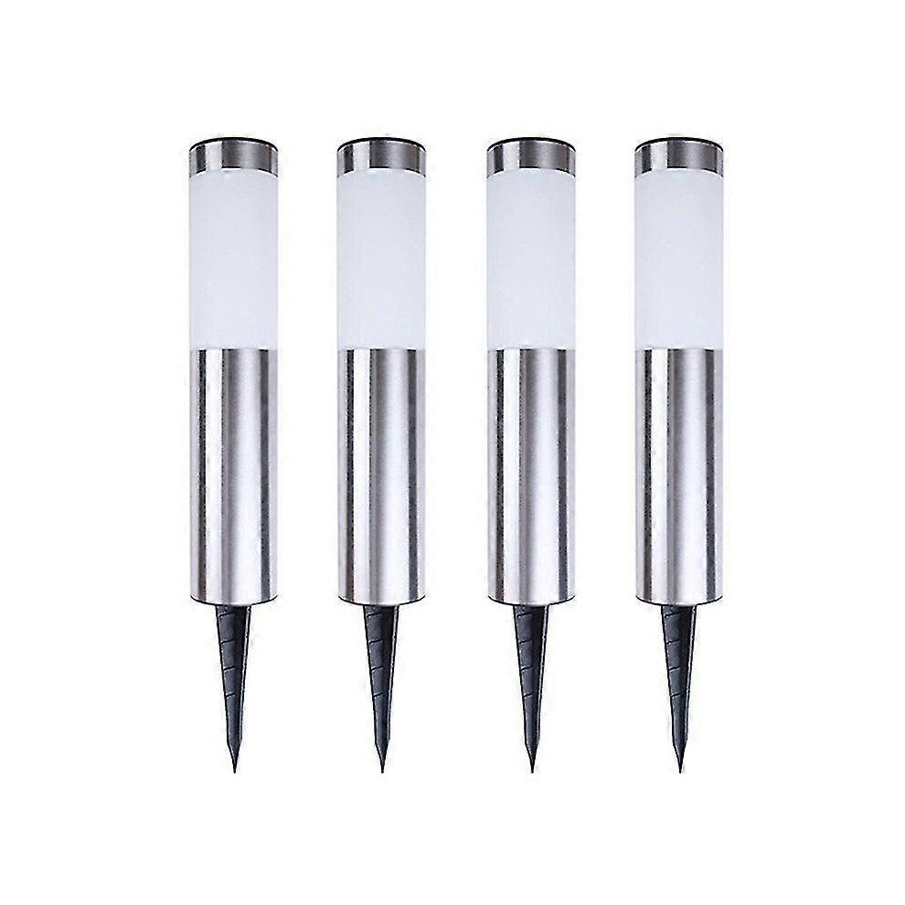 (Warm White) Solar Bollard Lights Outdoor -2pack Stainless Steel Warm White Led Landscape Lights Waterproof Decorative Lighting For Backyard Lawn Patio