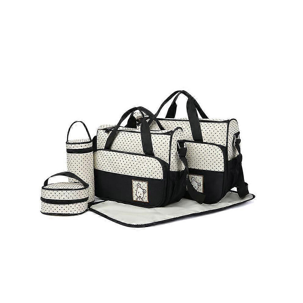 5 Piece Baby Changing Bag Baby Bag Mother's Diaper Bag Handbag Shoulder Bag Bottle Holder with Changing Pad