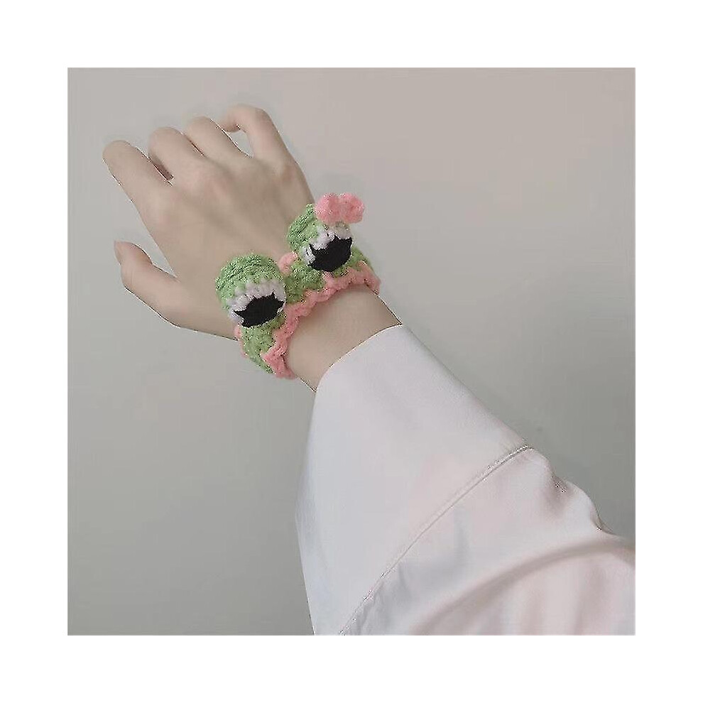 ( Frog) Plush Woven Thick Bracelet Cartoon Animal Plant Shaped Handmade High Stretch Pairing Pink