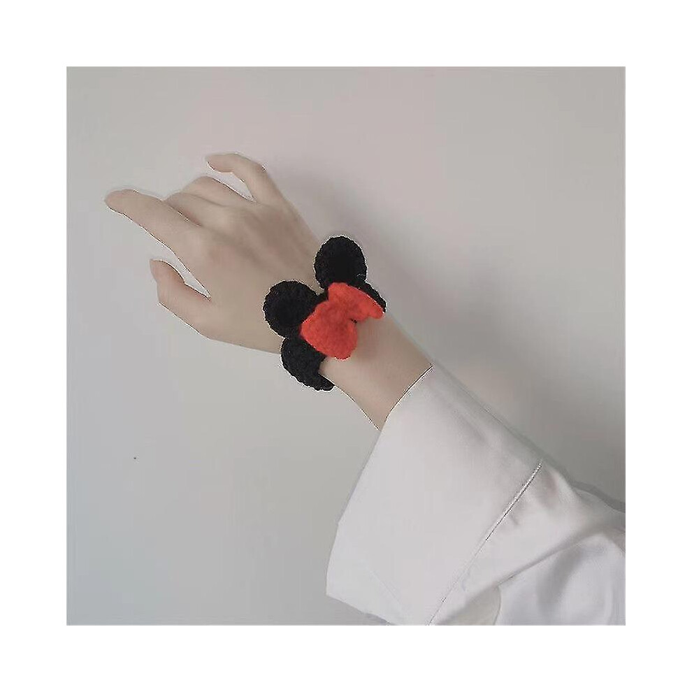 (Mini) Plush Woven Thick Bracelet Cartoon Animal Plant Shaped Handmade High Stretch Pairing