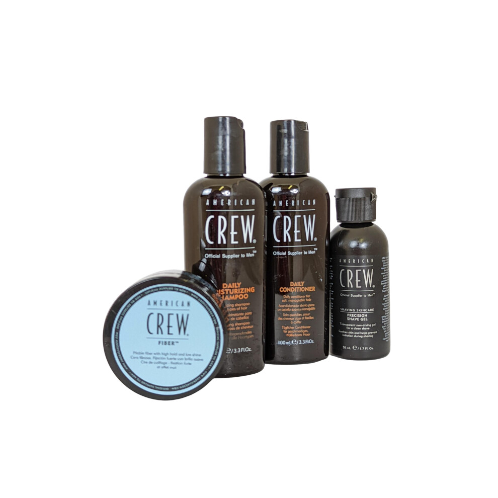 American Crew Essential Travel Kit - Shave Gel 50ml Shampoo 100ml,Condition 100ml,Fiber 50