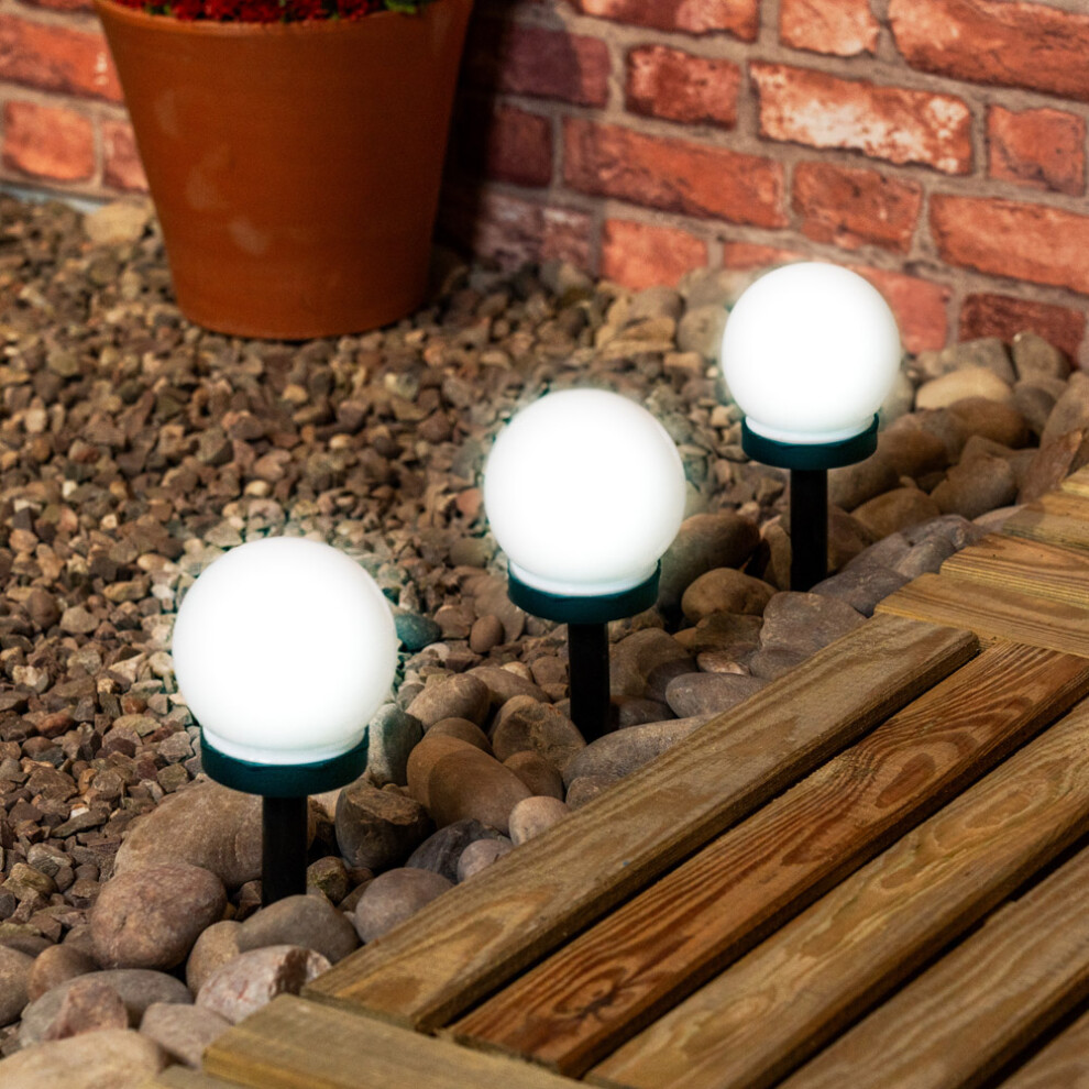 ValueLights Frosted Globe 3 Pack Solar Powered Outdoor Spike Lights