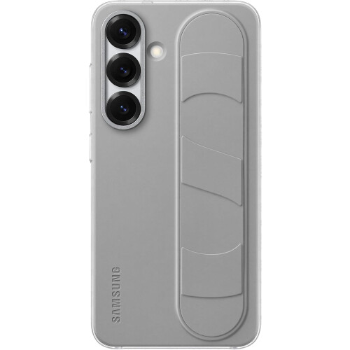 Samsung Galaxy S25 Harmaa lanyardilla ja tuella