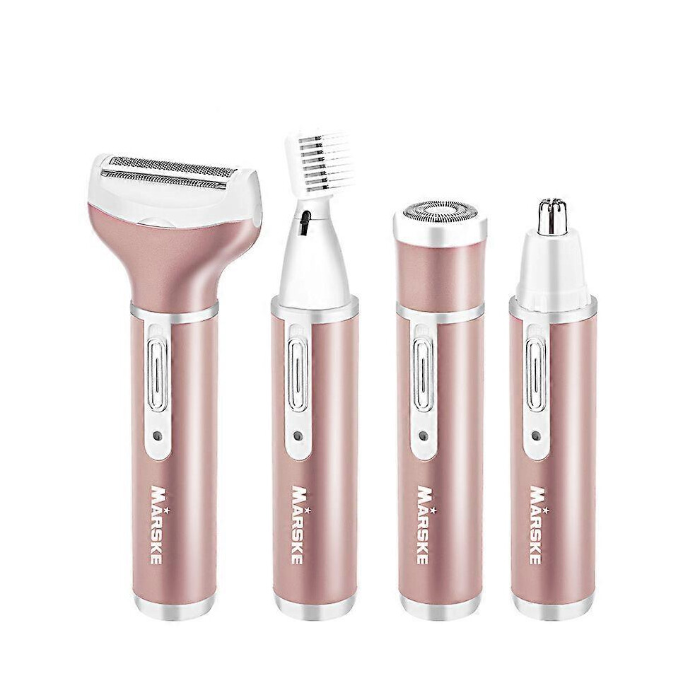 (Rose Gold) Electric Lady Shaver, 4 in 1 Hair Removal Lady Shaver Set USB Rechargeable Painless Epilator Hair Shaver