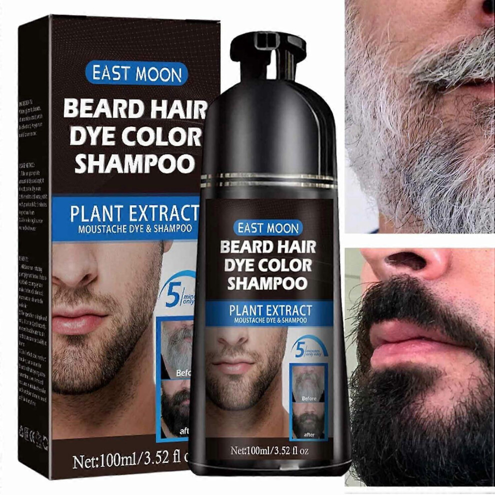 (3Pcs) Men Mustache & Beard Dye For Gray Hair To Beard Dye For Men In 5 Minutes For Easy Application, Natural Beard Color Black