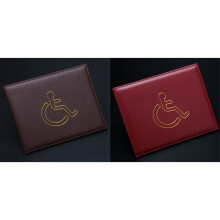 2 PCS (Coffee+Brown) Disabled Badge Holder and Timer, Pu Leather Badge Holder, Badge Holder Protector for Badge Holder and Timer Hologram Safe Disable