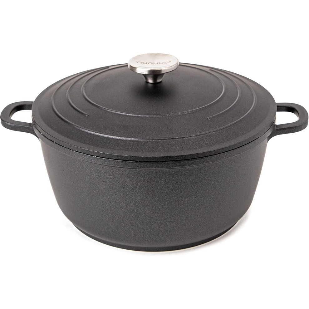 (4L, Black) Non-Stick Aluminium Pot with Lid – Sturdy Deep Dutch Oven – Casserole Pot with Ergonomic Handles
