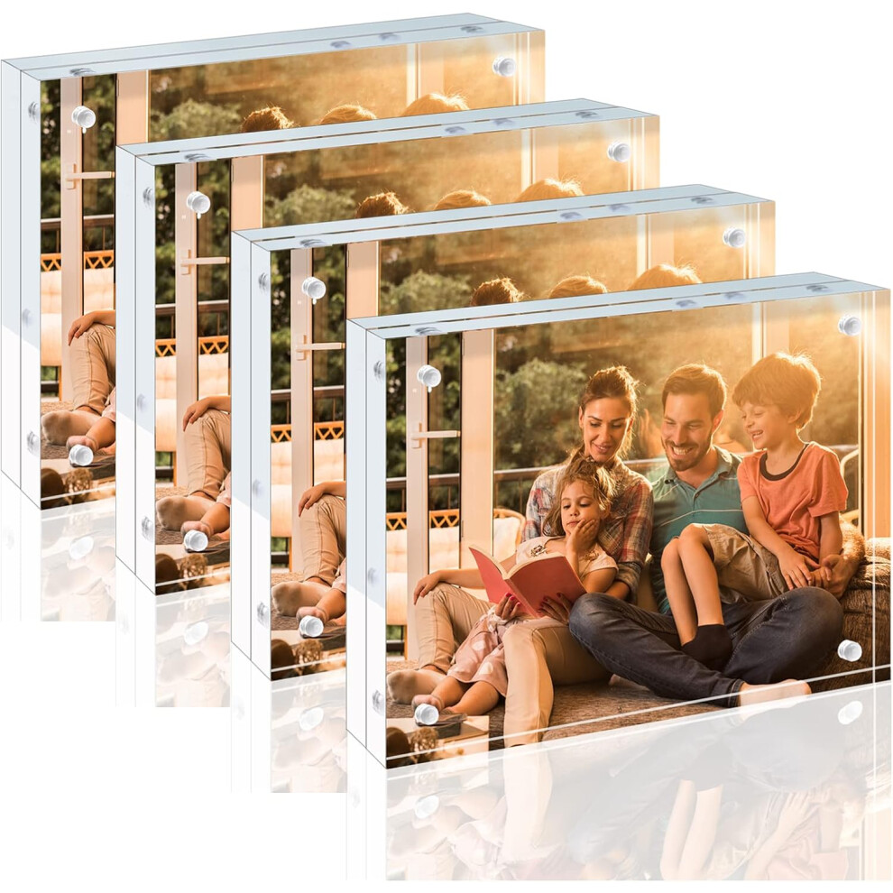 (7x5, 4) 7 x 5 Inch (18 x 13 cm) Picture Frames Acrylic Frames 4 Pack, 20mm Thicker Lucite Frameless Clear Floating Frames