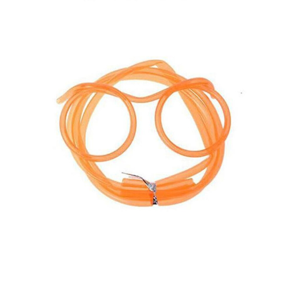 (cadmium orange) Funny Soft Glasses Straw Flexible Drinking Tube Birthday Christmas Party Accessories Plastic Straws Kids Gift For Xmas