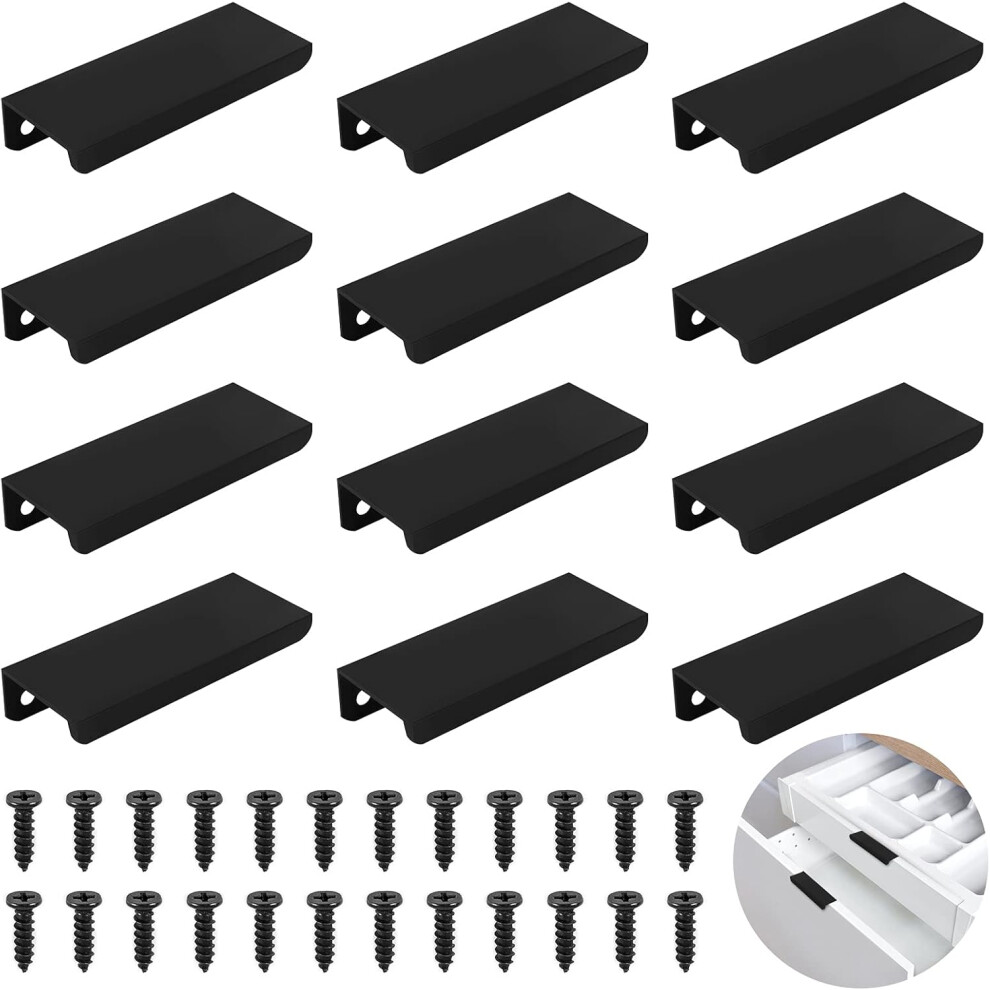 Invisible Cabinet Handle, 12Pcs Concealed Door Handles For Cabinets And Drawers, Black Drawer Handle Is Made Of Aluminum Alloy And Kitchen Cabinet Han 9113374515535