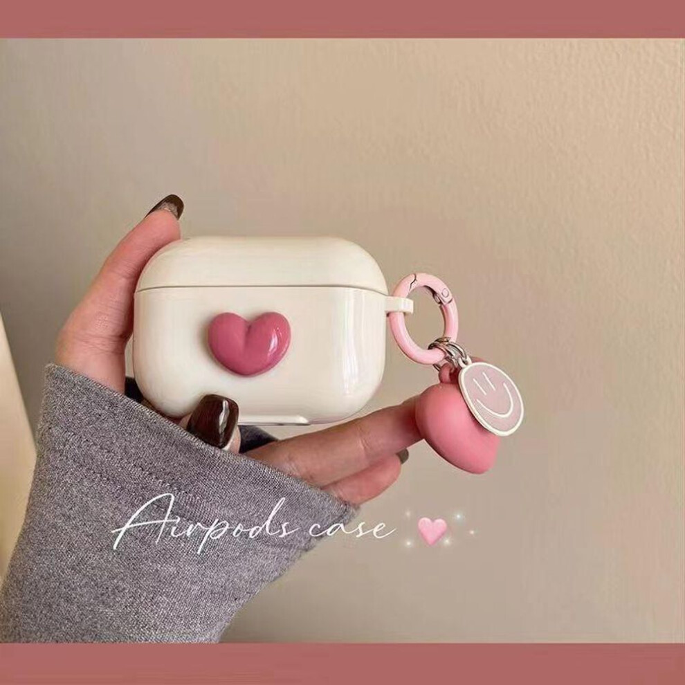 (As The Picture, Airpods1/2) Vintage Heart Keyring Earphone Case For Airpods 3 2 Cute Silicone Case For Air Pods Pro Bluetooth Headphone Protecto Pink 6425891160529