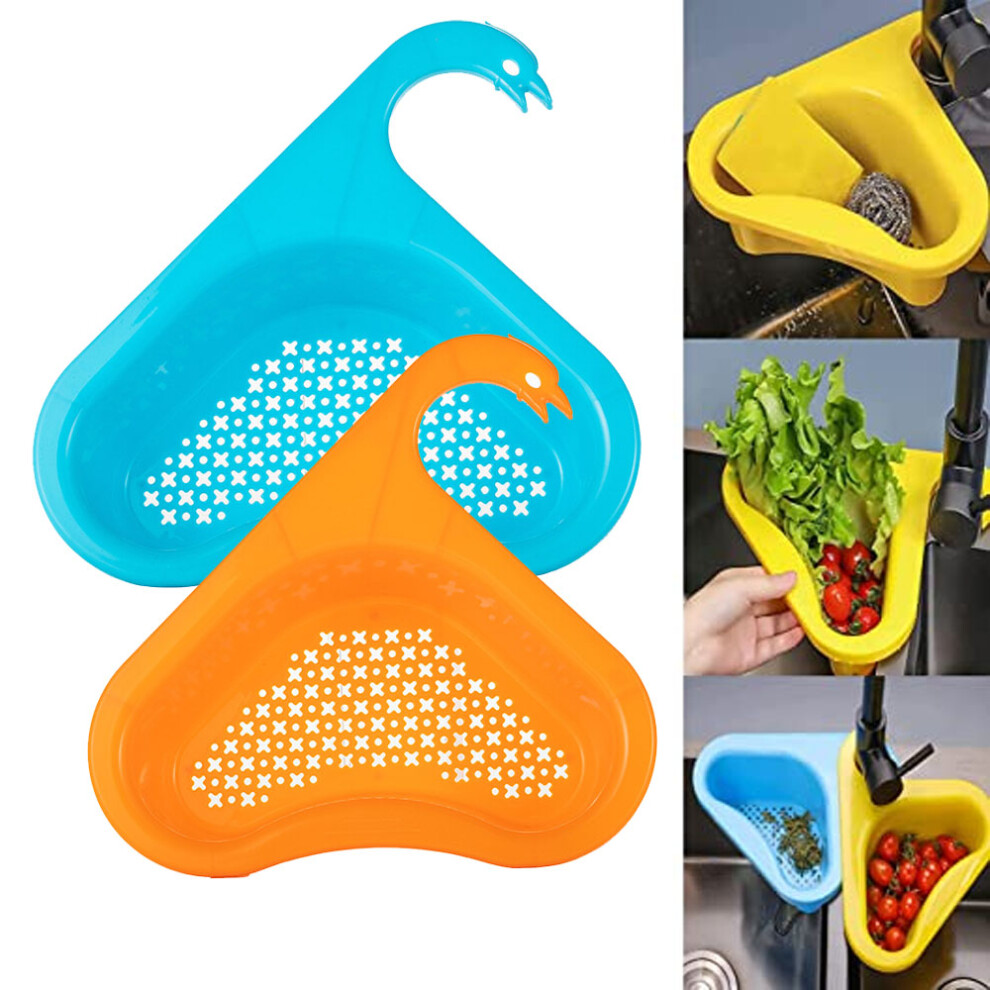 2 PCS (Sky Blue + Orange) Drain Basket, Multifunctional Hanging Filter Drainer, Plastic Colander, for Fruits, Vegetables-image-OPC-PG5TPH9-NEW