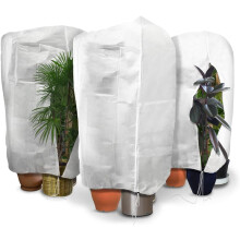 Juego de 3 fundas invernales para plantas con cord?n y cremallera de polipropileno de 80 g/m?, reutilizables, resistentes, 120 x 180 cm