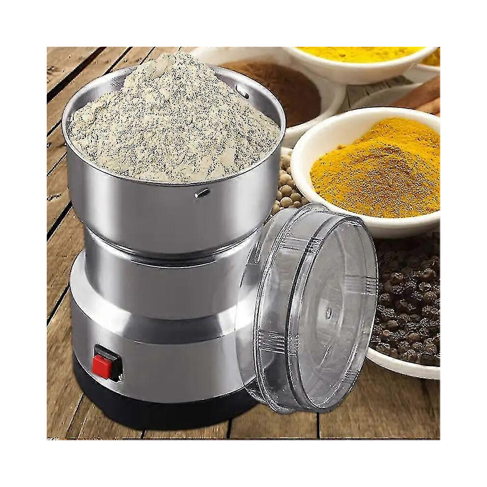 (Uk Plug) Multifunctional Home Grinder Machine Cereals Nuts Beans Spices Grains Grinding Machine Electric Coffee Grinder Kitchen Silver