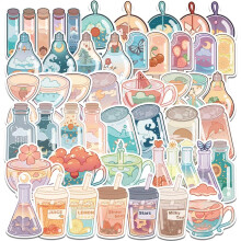 50 hojas de pegatinas de dibujos animados, pegatinas impermeables, pegatinas kawaii para scrapbooking, tazas de t? con leche, decoraci?n personalizada