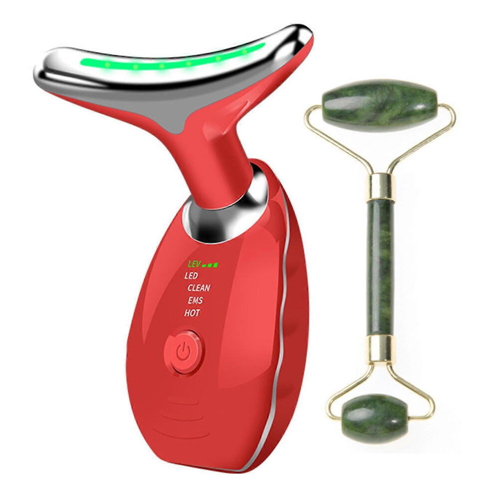(Red) Lifting Firming Beauty Instrument With Face Roller Lightweight Facial Massaging Roller For Women