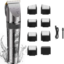 IPX6 Cordless Electric Hair Clipper Professional Men's Hair Clipper 3 Speed 5-Level Length Adjustment Titanium & Ceramic Blades With LCD Display 8 A