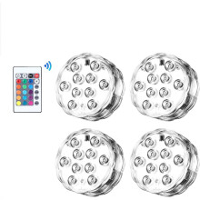 4 luces LED sumergibles con control remoto, luces subacu?ticas impermeables que funcionan con pilas, funcionan con 16 cambios de color y 4 modos de de