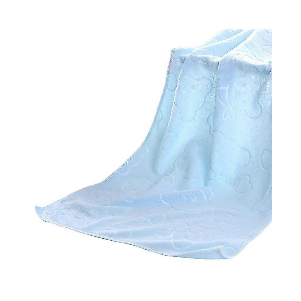 (Blue) Microfiber Towels Embossed Thick Soft Absorbent Ultrafine Fiber Towel Beach Bath Towel