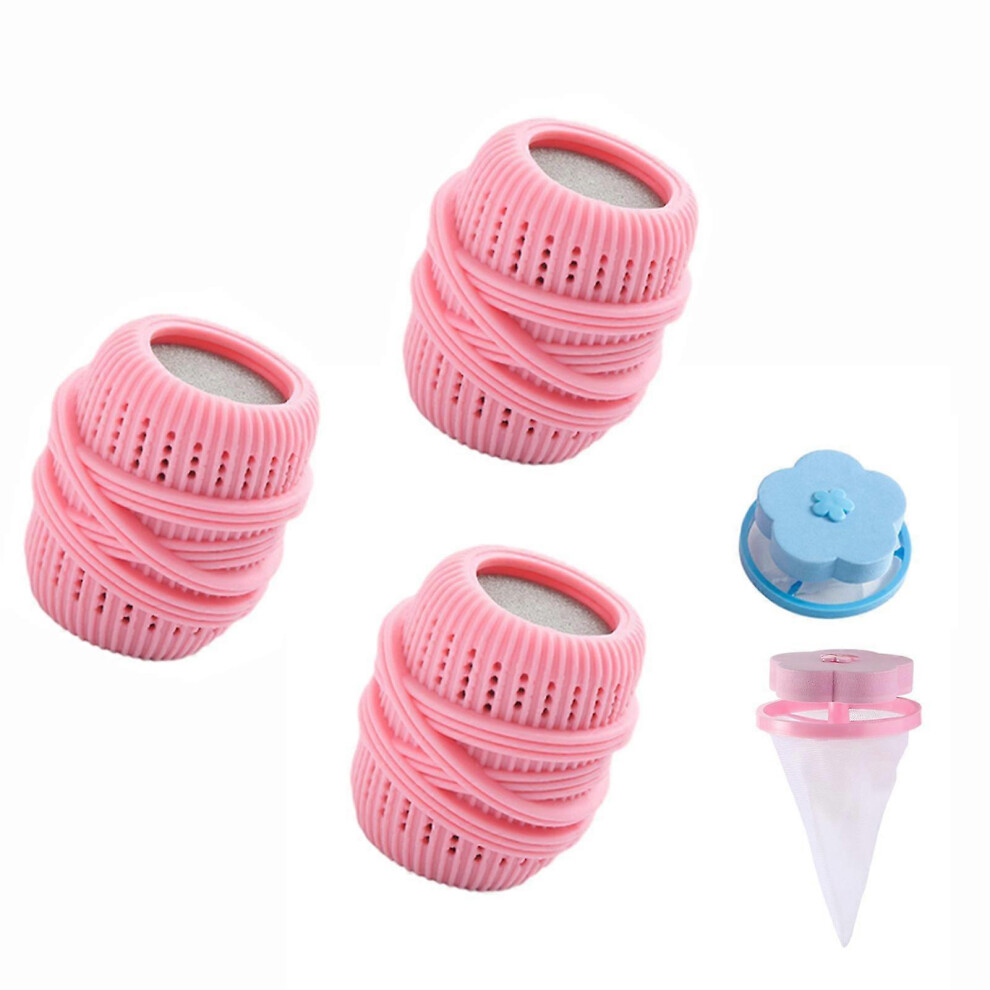(Pink) Fabric Softener Ball Dispenser With Filter Bag Household Washer Clothes Wash Ball Laundry Supplies