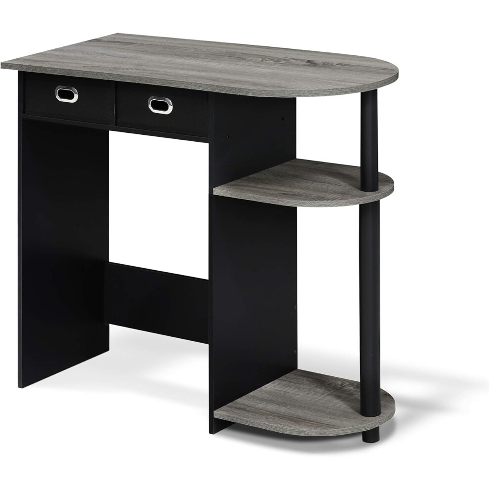 (French Oak/Black/Black) Home Laptop Notebook Computer Desk, Study Desk, Writing Desk, French Oak/Black/Black