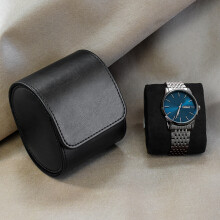 PZ Draagbare horloge organizer met enkele sleuf, retro leer, draagbare horlogedoos, leren reishorlogedoos voor cadeauverpakking, zwart horloge niet in