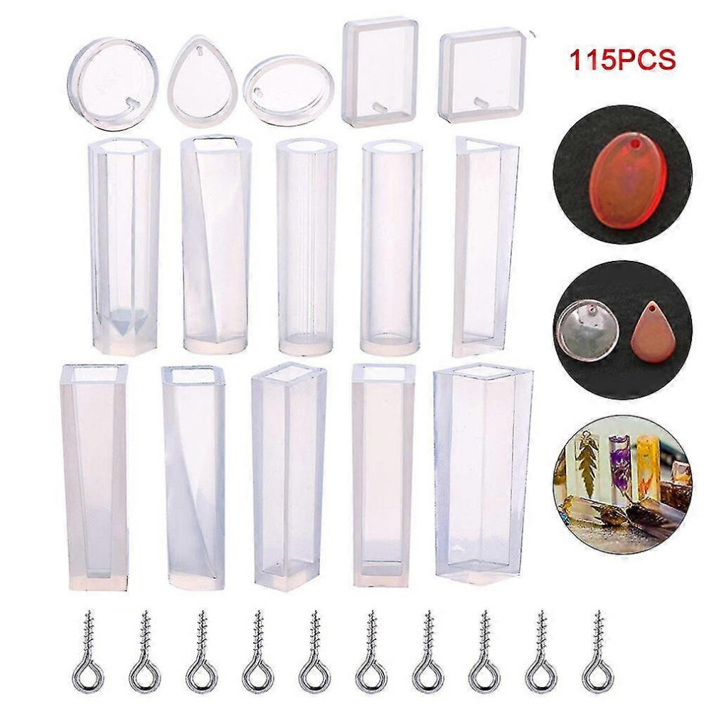 115pcs Resin Casting Mold Various Styles Silicone Mold Set for Jewelry Diy Art Necklace Pendant