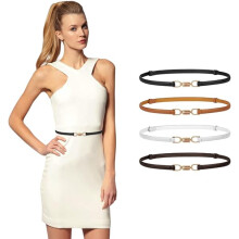 4 stuks dames zwart wit koffie bruin leren skinny riem imitatie leren slanke riem met gesp decoratieve riem voor jeans rok broek decoratie