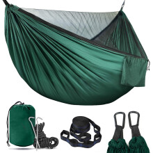 Kampeerhangmat Hangmat met klamboe Draagvermogen 300kg 2-persoonshangmat Ademend nylon hangmat Draagbaar Ultralicht Reismat voor buiten Kamperen Tuin