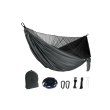 Ultralichte zwarte reishangmat voor kamperen - 300 kg draagvermogen, (290 x 140 cm) Ademend en snel drogend parachute-nylon - Geladen met accessoires
