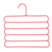 (pink) MultiFunctional Plastic 5 Layer Pants Hanger Suitable for Pants, Skirts, Scarves, And More,Home Organization Essentials