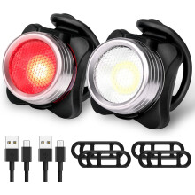 Juego de luces para bicicleta, potente juego de luces LED delanteras y traseras recargables para bicicleta, faro impermeable para bicicleta, 5 modos d