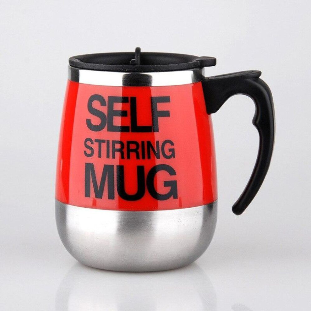 (red, 400-500ML) Self Stirring Coffee Mug Stainless Steel Milk Cup Electric Automatic Mixing Mug Smart Mixer Kitchen Accessories