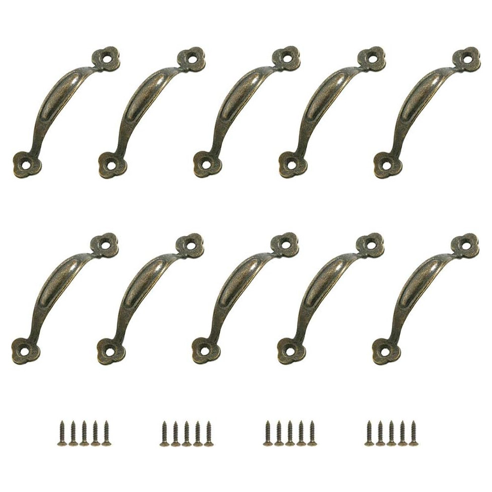 Lot de 10 poignées de meuble rétro en alliage de zinc pour porte de grange, abri de jardin, tiroir, armoire en bois (80 mm) - Bronze