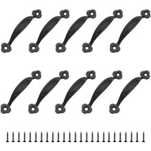 10 Retro Pulls Furniture Handle Door Knob Rustic Center Distance Zinc Alloy For Kitchen Barn Door Garden Shed Wooden Cabinet Drawer(80MM)-Black