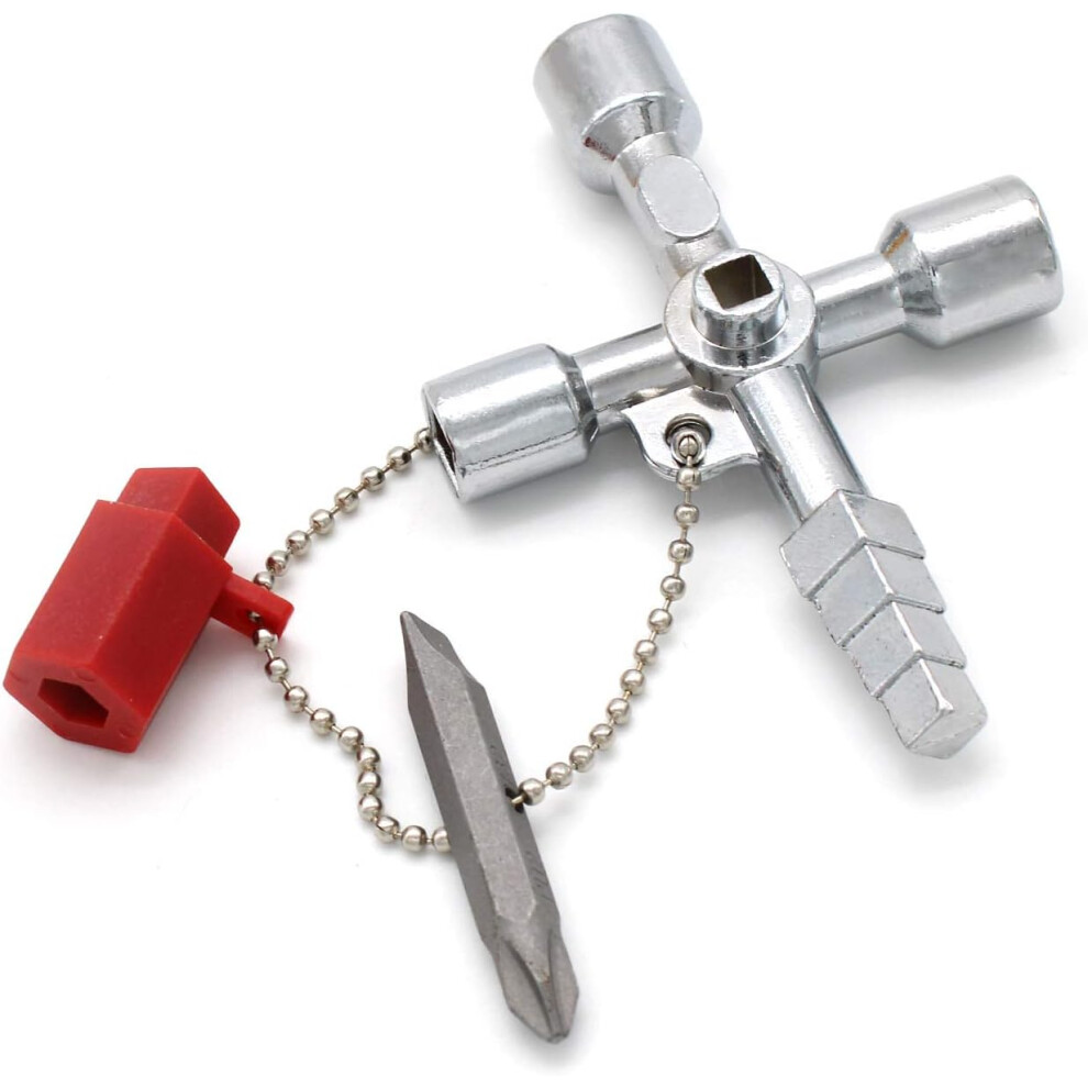 4 Way Multi-Function Key, Convenient Universal Cabinet Key, Universal Cross Key For Water And Electricity Meters, Radiators, Gas Meters, Elevators (Si 9113374528528