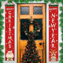 Kerstversieringen voor op de veranda, banners voor buitendeuren, kerstversieringsset, vrolijk kerstfeest voordeurbord, stadsboerderij buitenmuurhanger