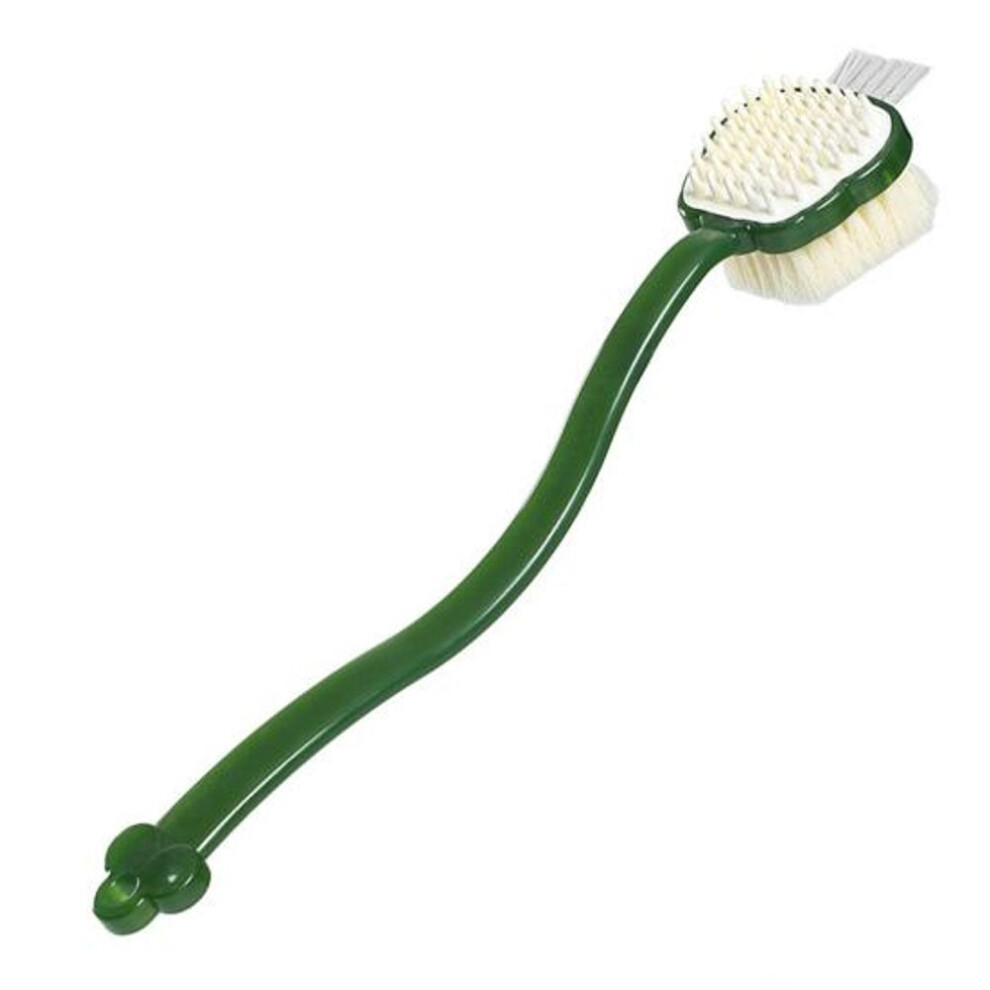 (green) Bath Brush Long Handle Dual-sided Back Scrubber Soft Bristles Shower Brush Body Exfoliator For Home Bathroom