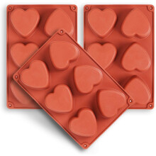 Heart Shaped Silicone Mold for 6 Cavities, 3 Pack Heart Shaped Molds for Making Handmade Soap, Chocolate, Soap Candles and Brown Jelly