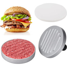 Hamburgerpersmachine met 【100 vellen waspapier】 - Antiaanbak aluminium hamburgermaker - Hamburgerpersset voor het maken van hamburgers