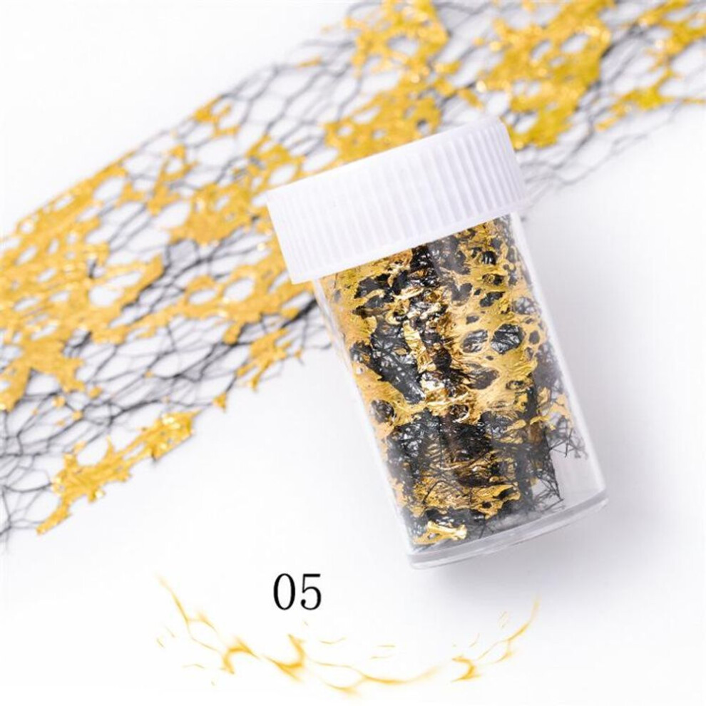 (05) 1Pcs 3D Mesh Nail Sticker Gold Silver Net Line Tape on Nails Holo Adhesive Silk Foil Nail Art Decorations Polish Decals 4*50cm