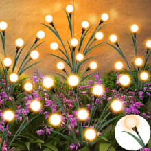Solar Garden Lights, New Upgraded Leaf Design 20 LED Solar Firefly Lights, Solar Garden Lights