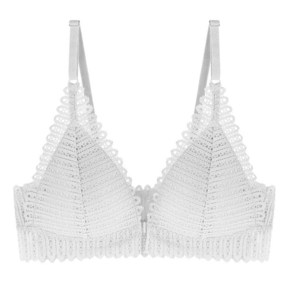 (white, 36/80 C) Lace Wireless Front Closure Bra Backless Lingerie Adjusted Push Up Women Brassiere Soutien Gorge Underwear Plus Size Lift Up Bra
