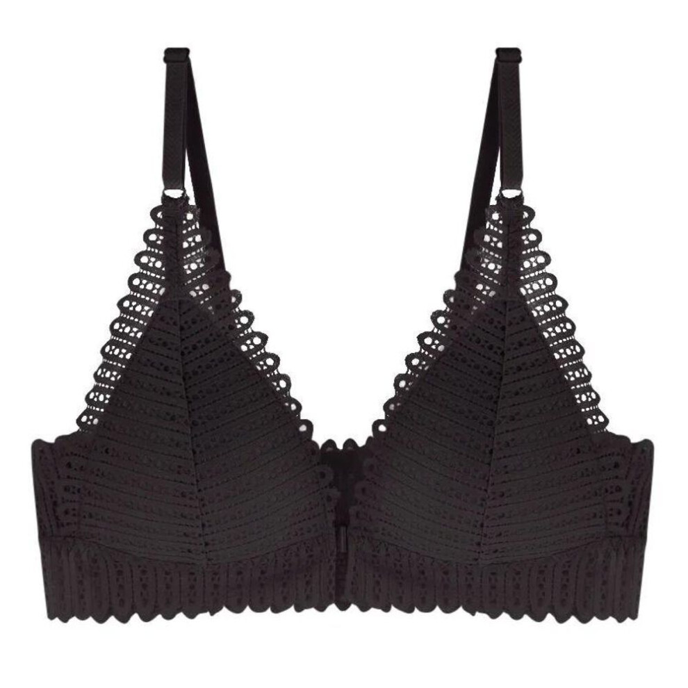 (black, 34/75 C) Lace Wireless Front Closure Bra Backless Lingerie Adjusted Push Up Women Brassiere Soutien Gorge Underwear Plus Size Lift Up Bra