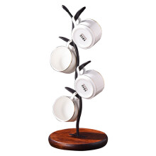 Koffieboomvormige koffiemokhouder voor koffiekopjes en theekopjes op het aanrecht, opberghouder voor baraccessoires en keukenorganizer, zwart (4 haken