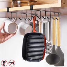 2 stuks bekerhaken, haken onder kasten, koffiebekerhouder zonder boren, opberghaken voor kopjes/keukengerei/dassen/riemen/sjaals/sleutelhangers (zwart