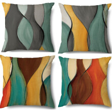 Set Of 4 Vintage Geometric Decorative Cushion Covers - 45 X 45 Cm - for Living Room, Sofa And Bed