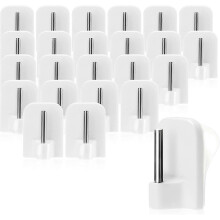 24x Self-adhesive curtain hooks for curtain rods, Vitragestangen - Self-adhesive window hooks, Window hooks - White